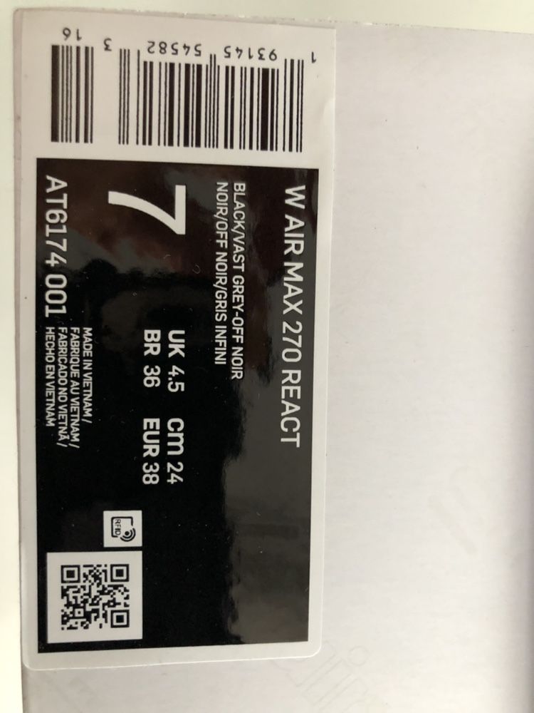 Buty damskie Nike Max 270 React rozm.38