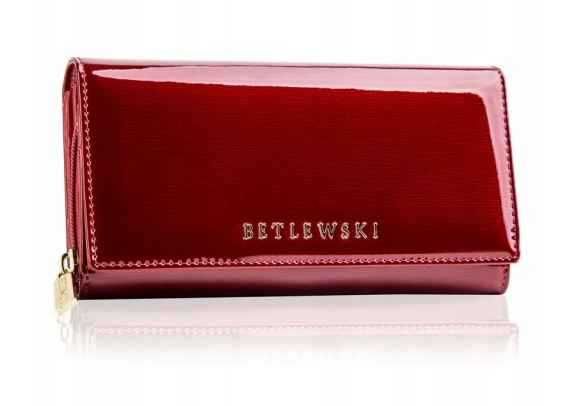 Betlewski portfel skóra naturalna czerwony dla kobiety