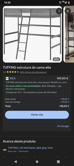 Cama alta metal ikea