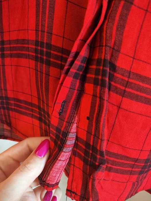 Czerwona koszula w kratę rozmiar M 100% wiskoza