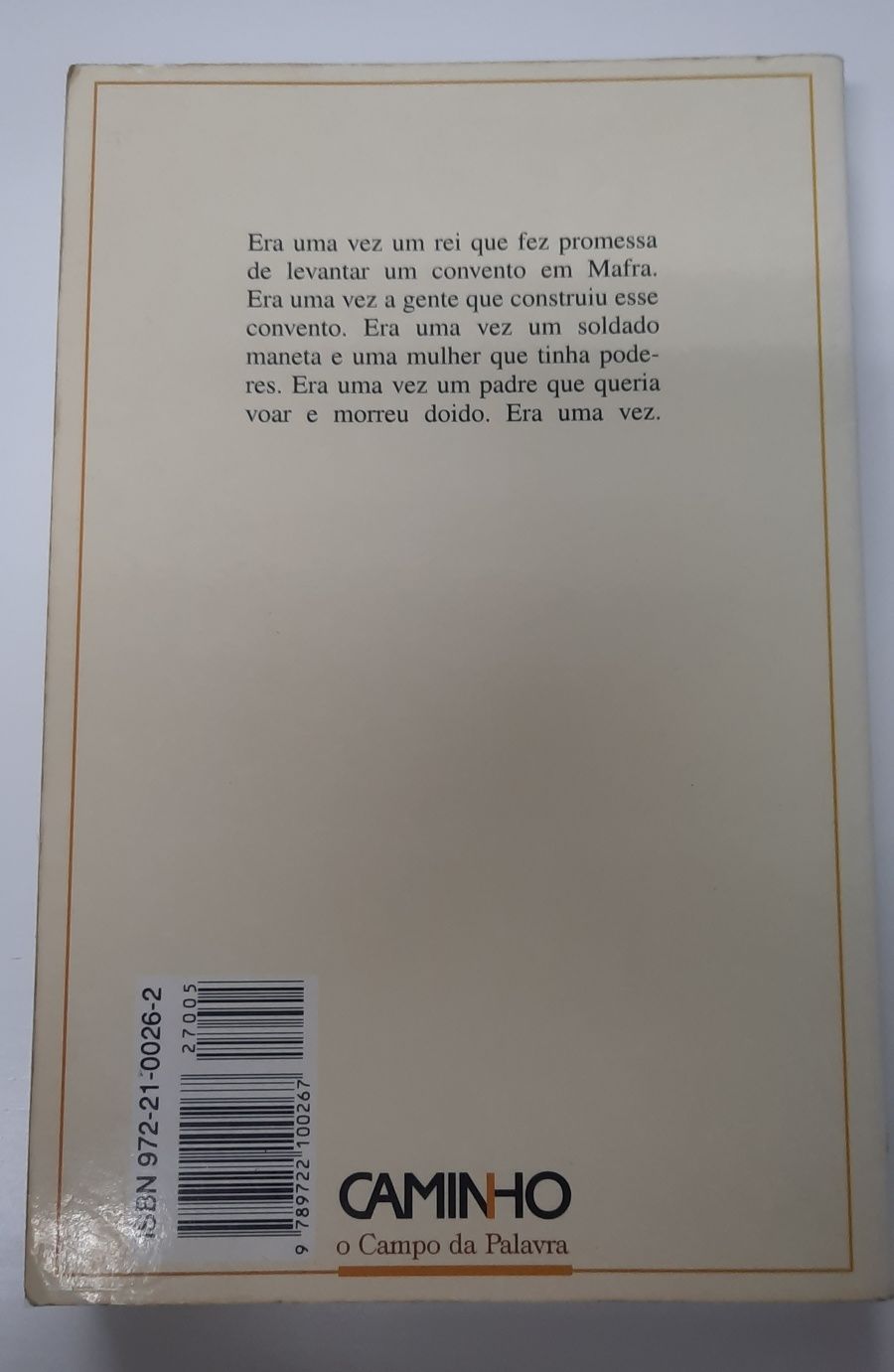 Livro "Memorial do Convento" de José Saramago
