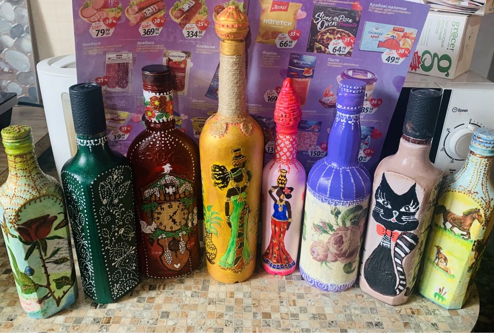 Декоративные бутылки декупаж,подарочная бутылка
