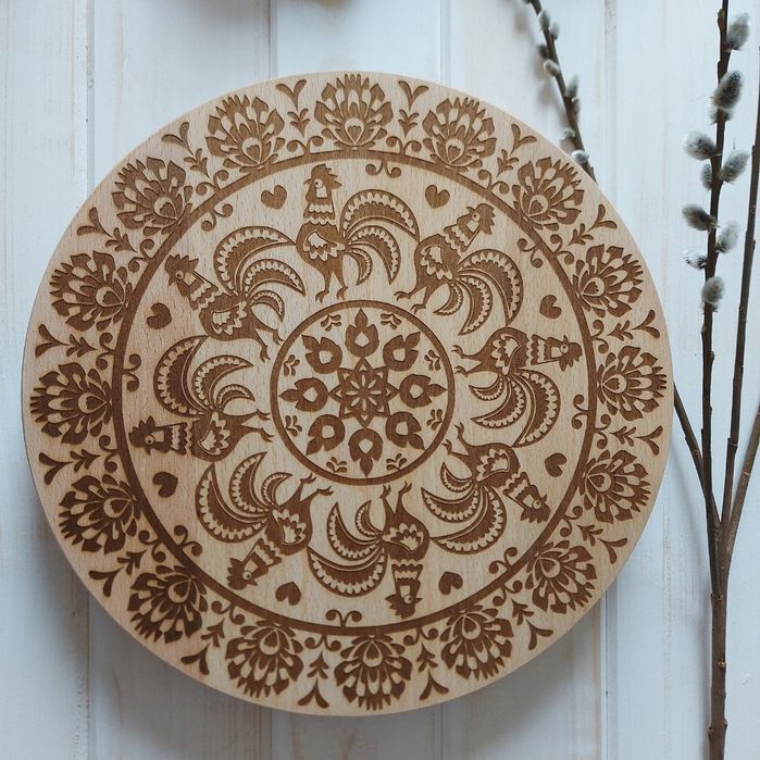 Deska Obrotowa Do Serwowania Przekąsek Talerz Drewniany Folk 30cm