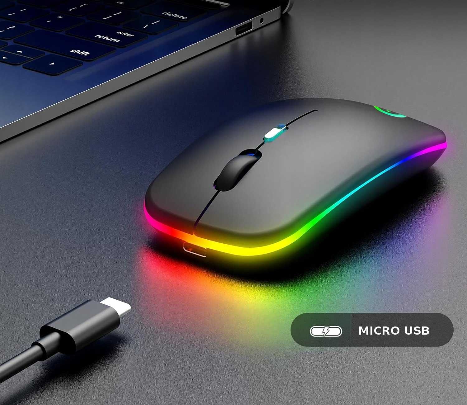 Myszka bezprzewodowa mysz optyczna  SLIM LED CICHA BEZKLIKOWA 1600dpi