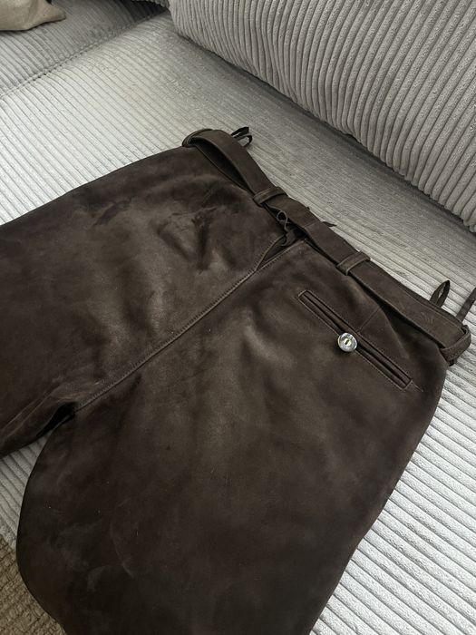 Skórzane spodnie jodlermax skóra zamszowa