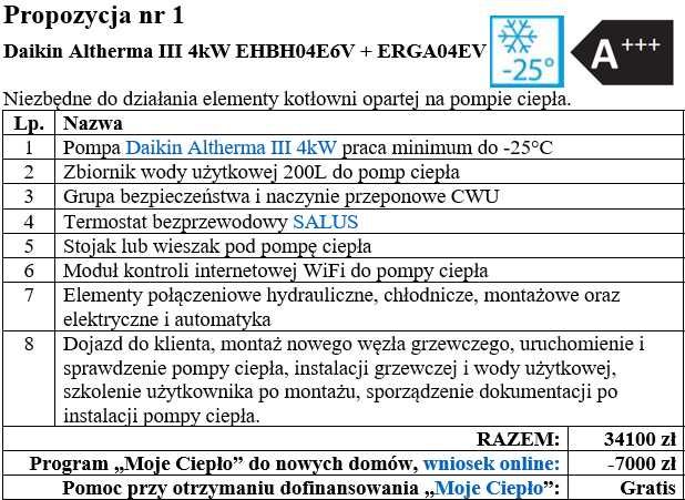 pompa ciepła Daikin Altherma 4kW cały zestaw z montażem Autoryzowany