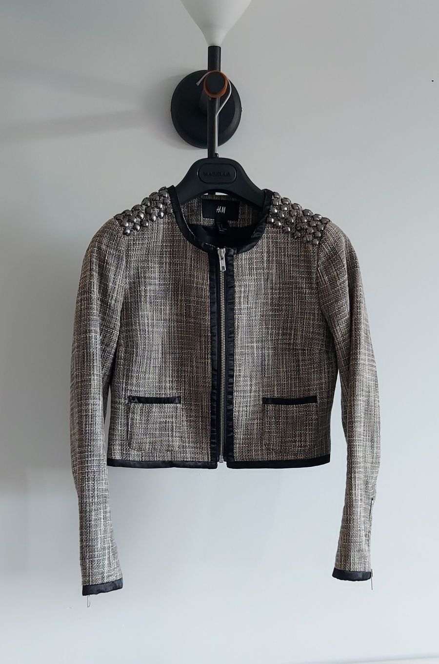 Krótki żakiet tweedowy H&M r. 34 XS