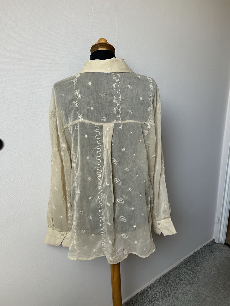 Koszula Zara rozm XL bezowa haftowana boho