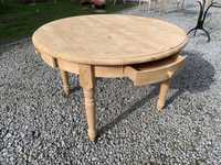 Drewniany stol 120 cm sr wypiaskowany surowy