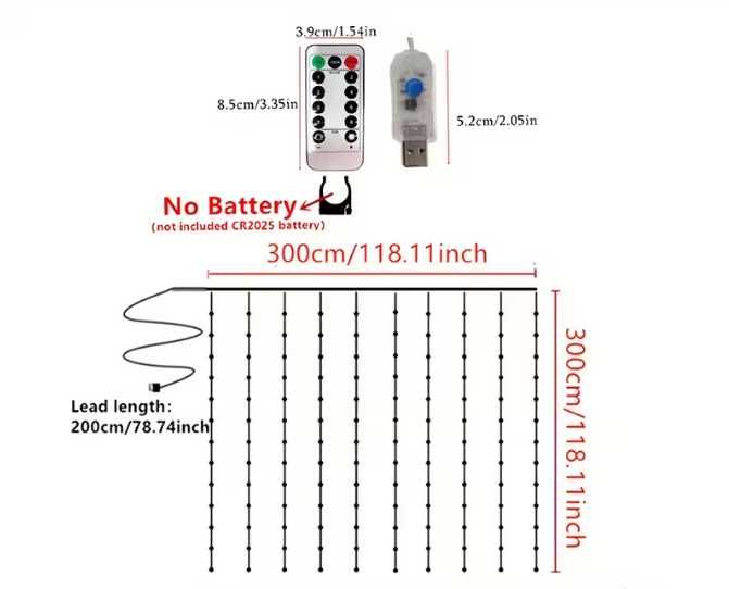 Girlanda Kurtyna led 3m x 3m , pilot