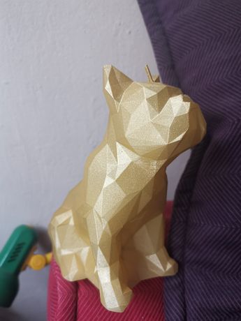 Nowa świeca Złota świeczka buldog francuski pies ozdoba figurka