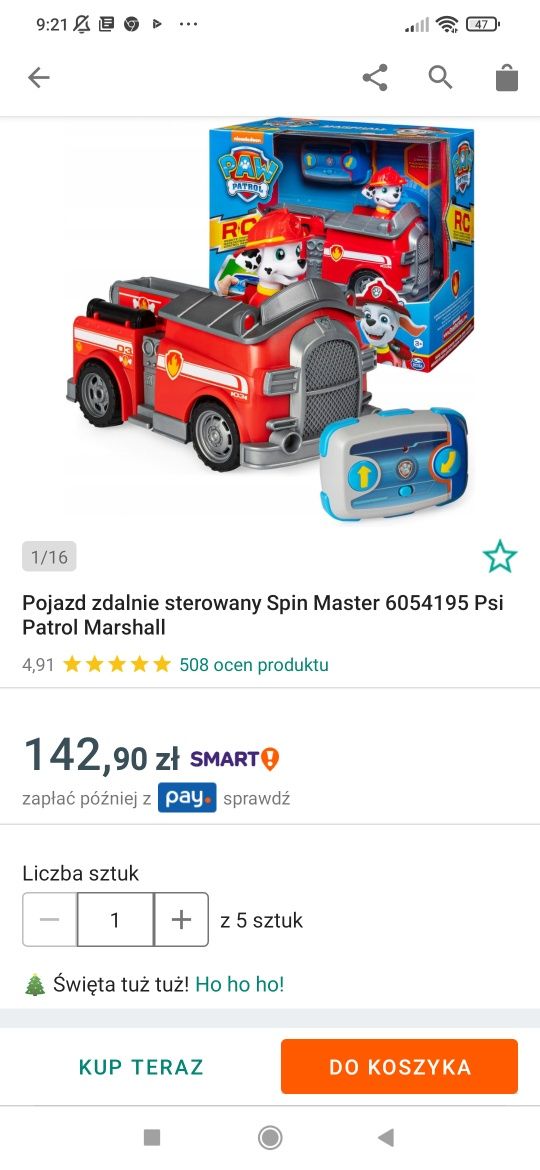 Pojazd zdalnie sterowany Psi Patrol Marshall