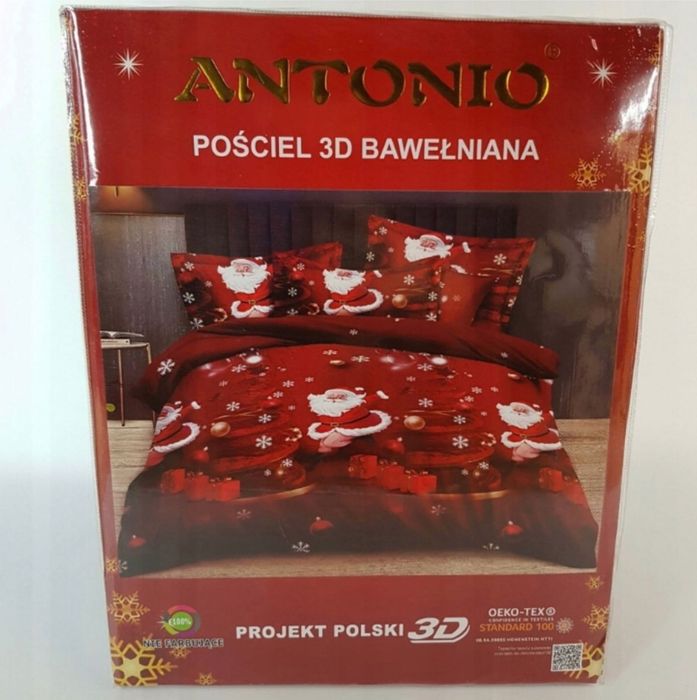 ŚWIĄTECZNA POŚCIEL kołdra komplet 3 częściowy 200x220 cm