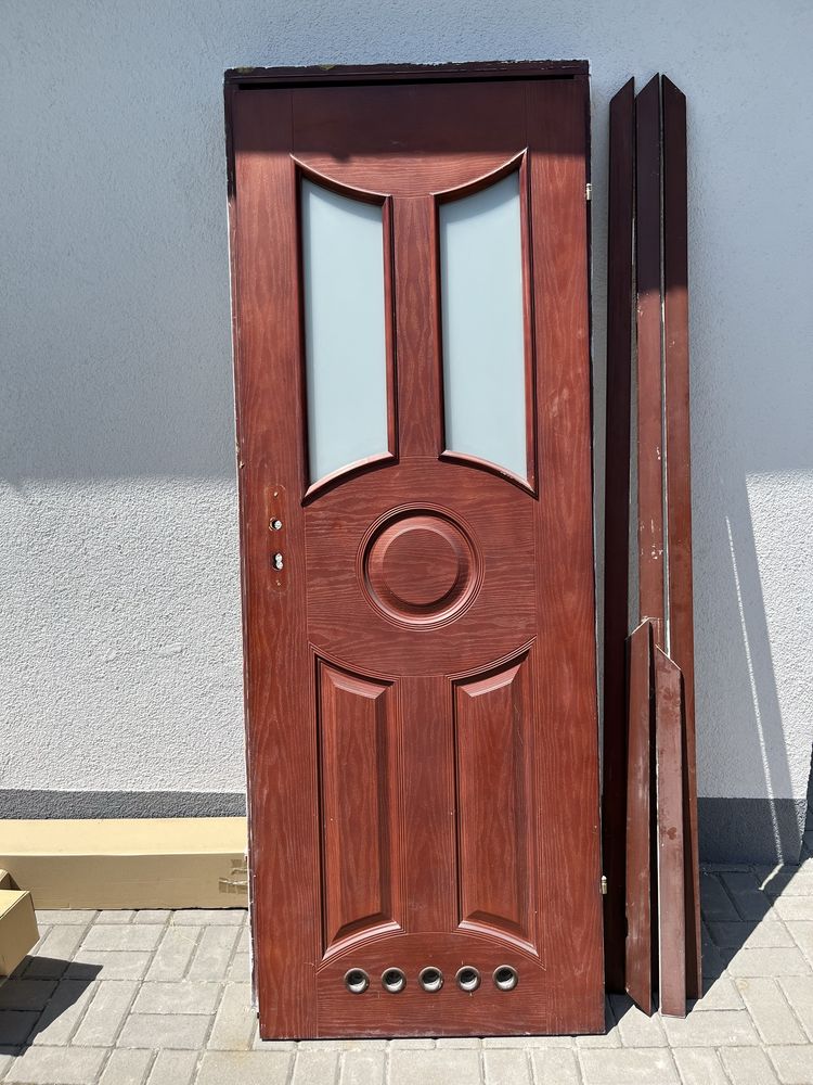 Drewniane skrzydło drzwi i ościeżnica (wc, łazienka)