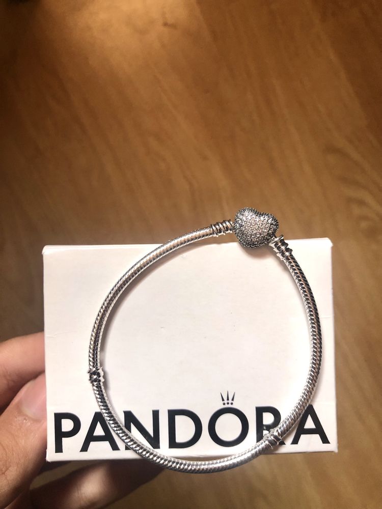 Pulseira pandora coracao brilhantw