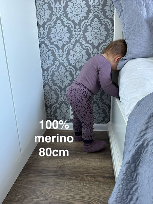 Wełniane legginsy getry merino kalesony w kropki 2 szt.