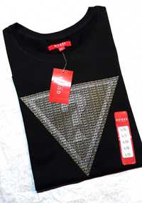 GUESS Oryginalna! Damska Bluzka T-Shirt Koszulka Czarna Matrix
