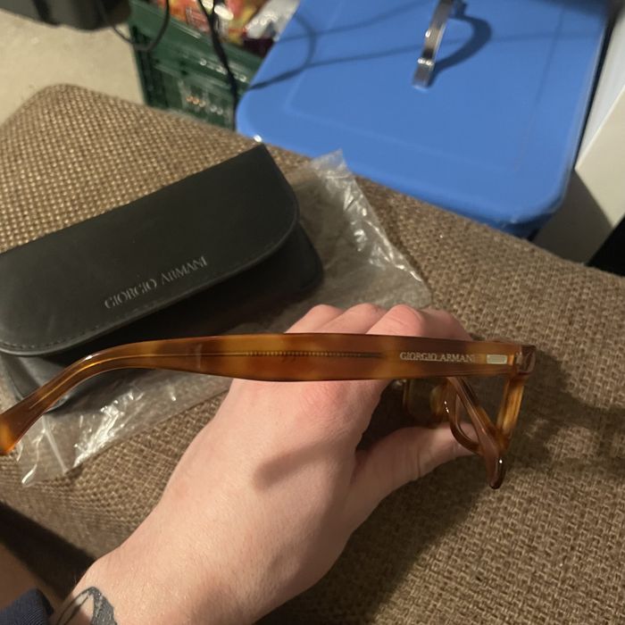 Nowe brązowe uniseks okulary oprawki z etui Giorgio Armani 822teu145