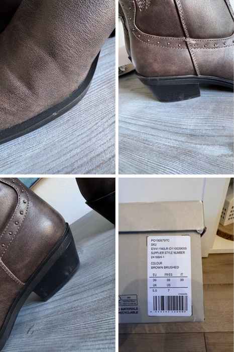 Kozaki brazowe even&odd• r39• kowbojki• z pudełkiem