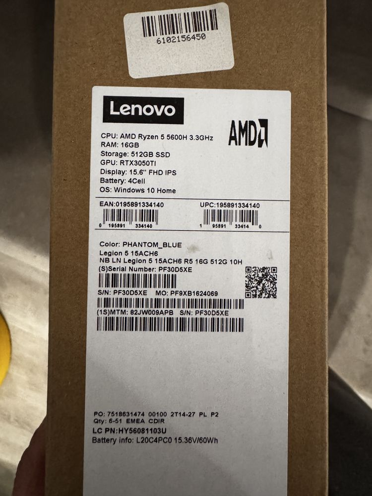 Lenovo Legion 5 15ACH6H – Stan idealny