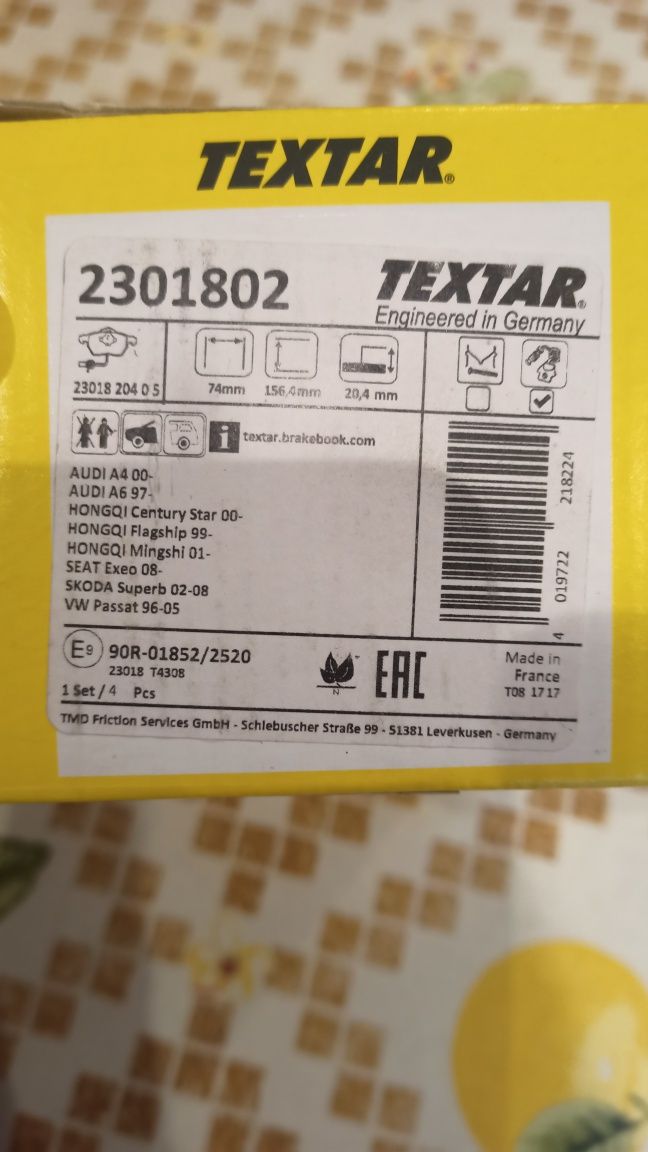 Pastilhas de travão Textar