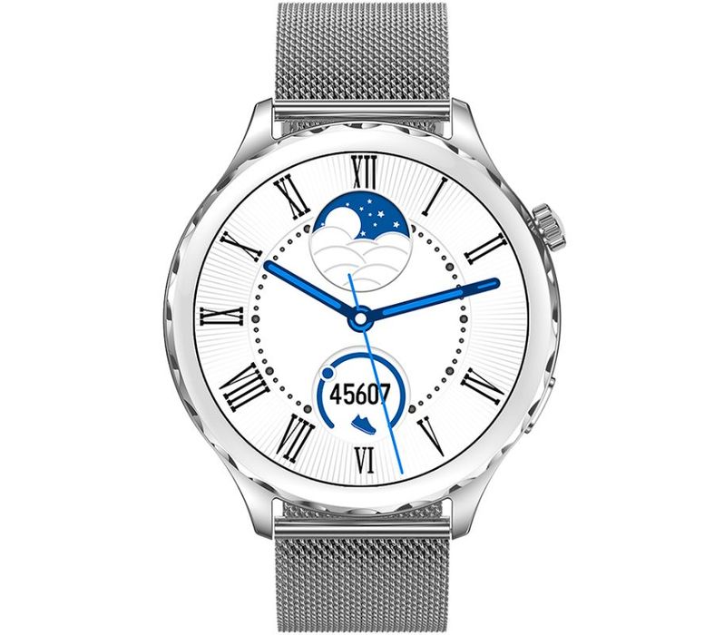 smartwatch damski rubicon rncf02-1 srebrno-srebrny + czarny