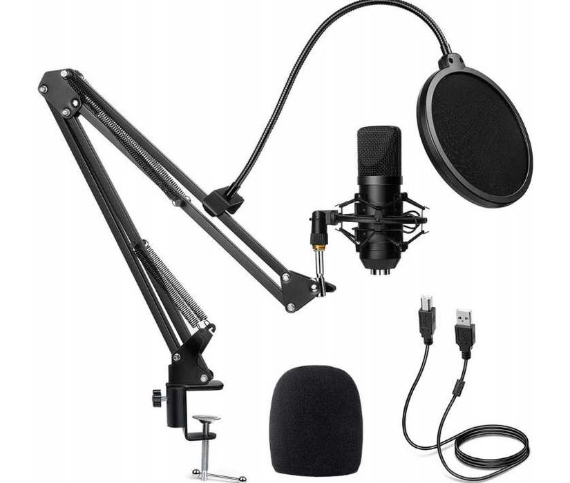 Mikrofon Kondensatorowy USB z Wysięgnikiem – Zestaw do Nagrywania usb