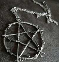 naszyjnik wisiorek pentagram goth metal srebrny alternative witchy sat