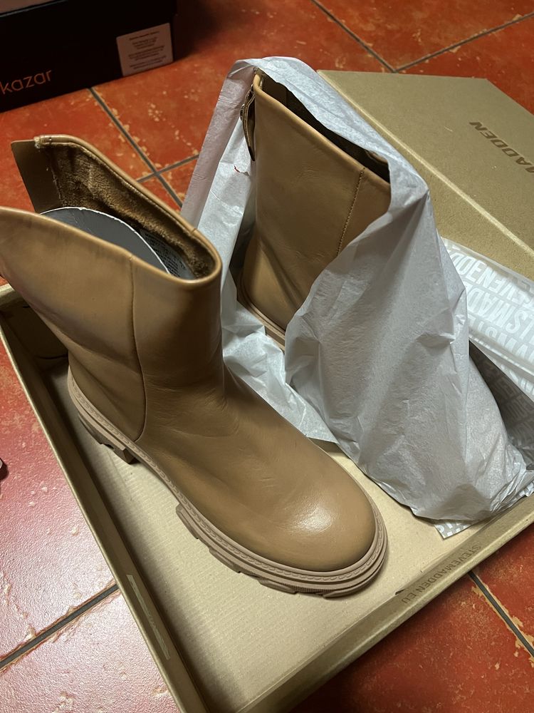 Steve Madden Maryann Camel nowe skórzane sztyblety 38