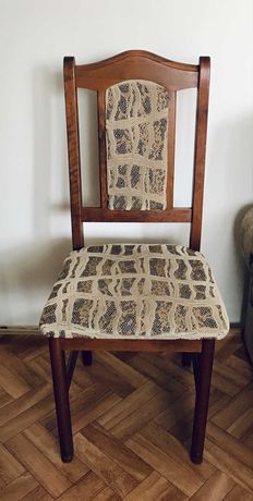 Krzesła dębowe, drewniane, tapicerowane do jadalni 2 szt.