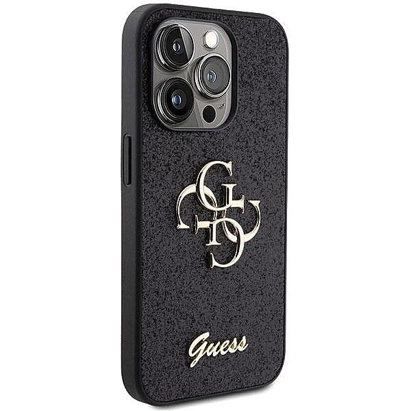 Etui Guess Glitter Script Big 4G na iPhone 15 Pro - czarne