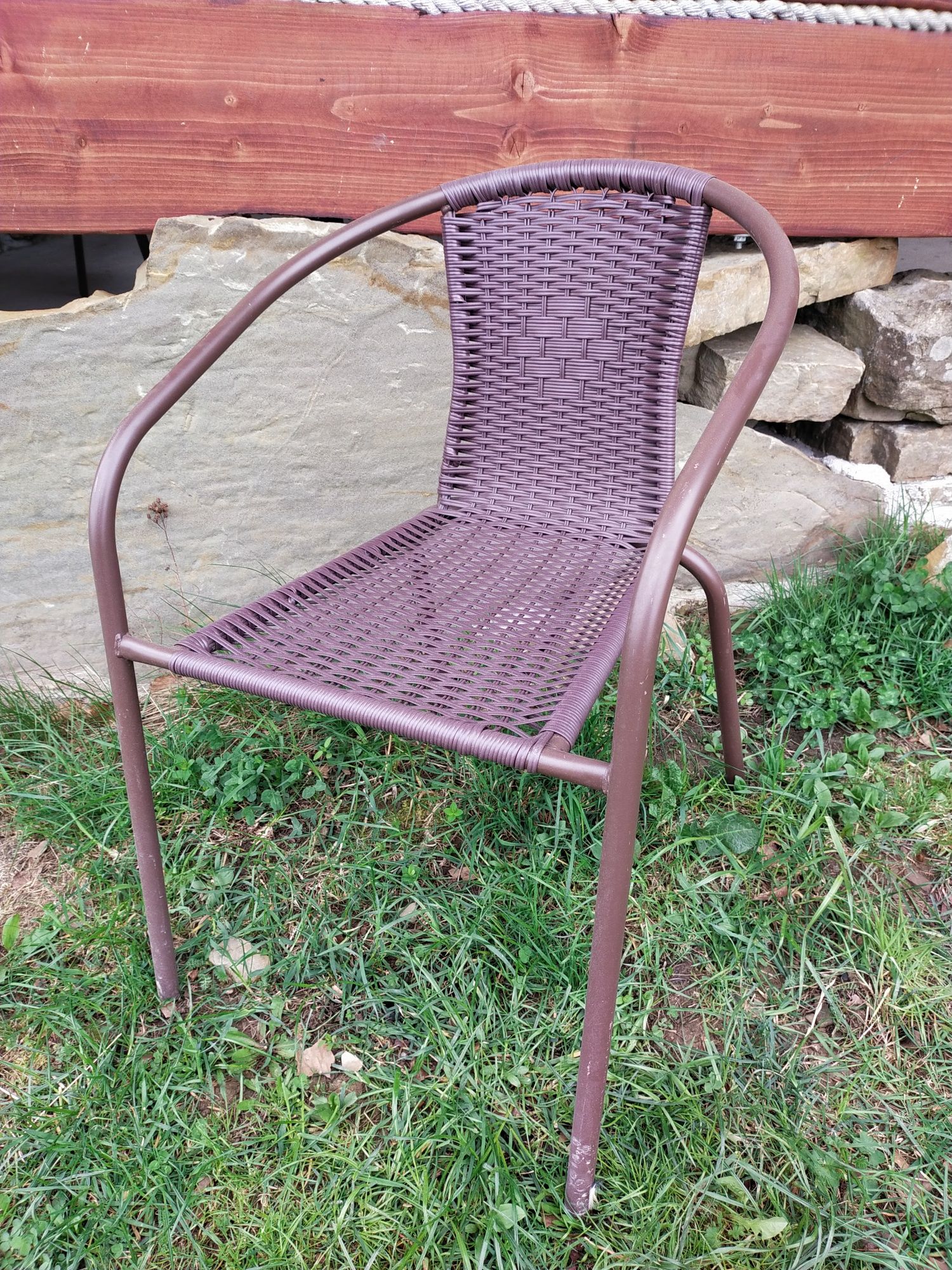 Krzesło ogrodowe, kawiarniane, barowe, "ratanowe", brązowe, Jula