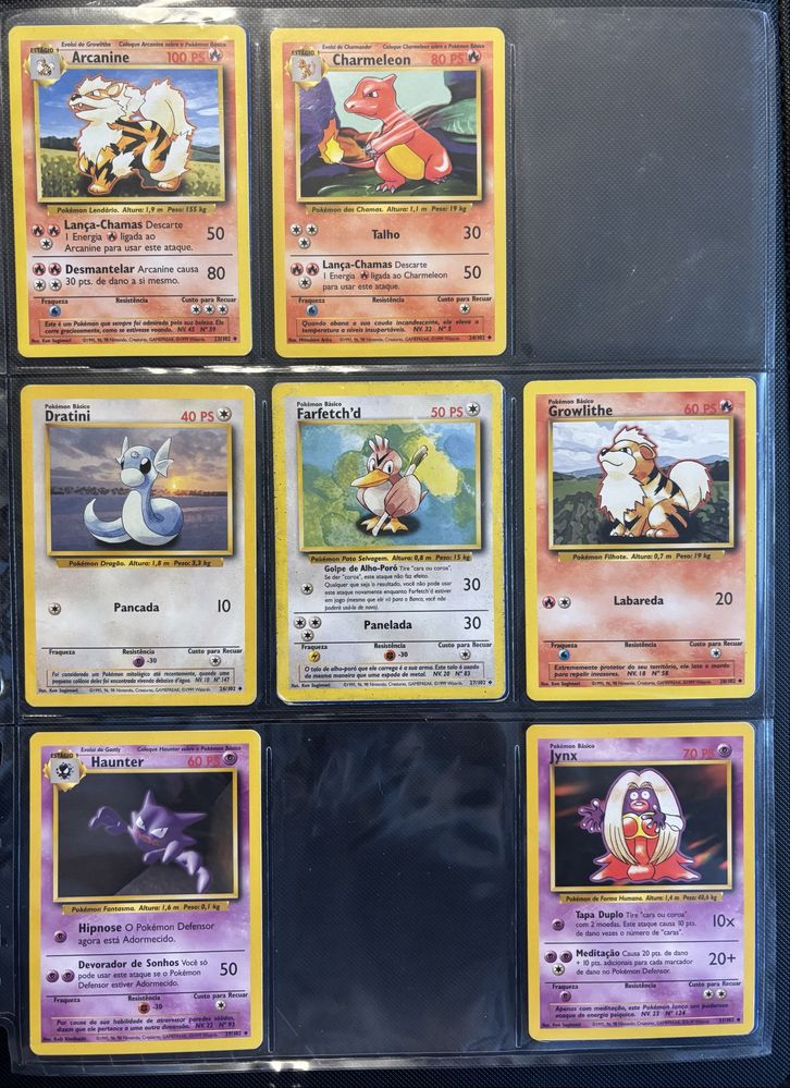 Cartas Pokemon Base Set portugues
