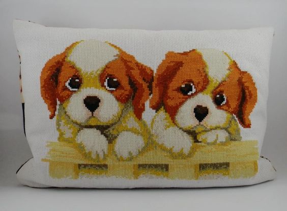 Набор для вышивки крестиком "Два щенка", "Собачки"