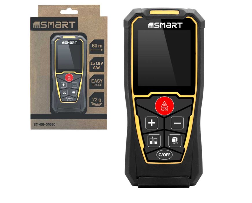 Smart Dalmierz Laserowy 60m, IP54,  5000 pomiarów, Obudowa „Soft Grip”