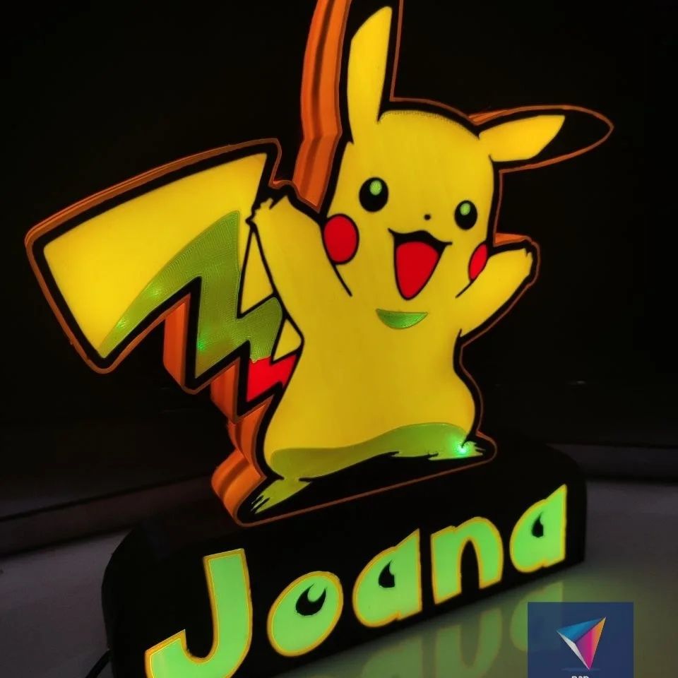 Pokémon Pikachu iluminado Personalizado Impressão 3D