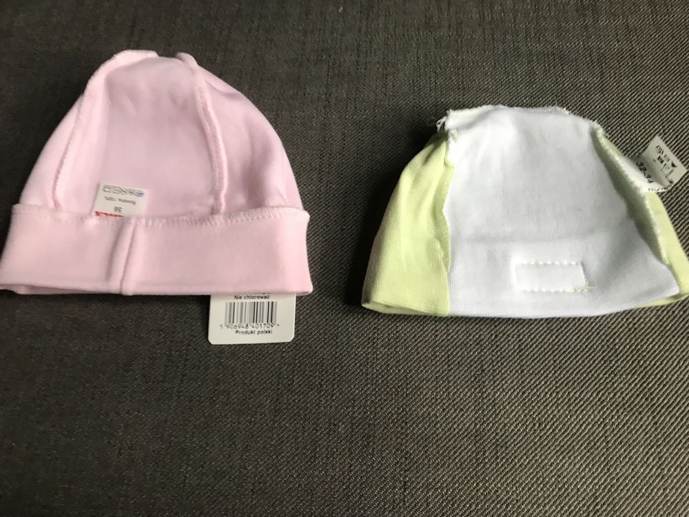 Czapka niemowlęca smerfetka 32-34 cm komplet 2 sztuki bawełna nowe