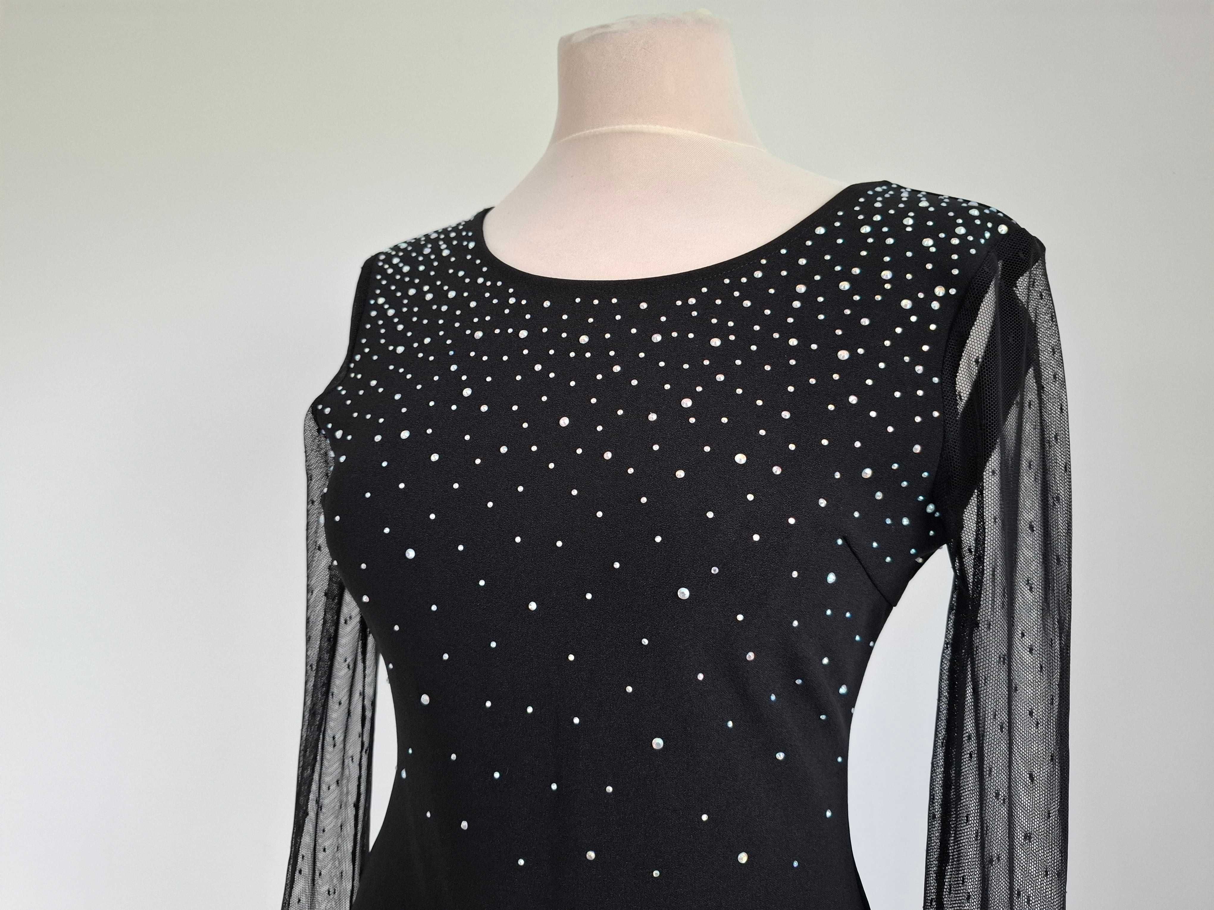 Eleganckie czarne body Pink Boom Paris z mieniącymi się kamyczkami