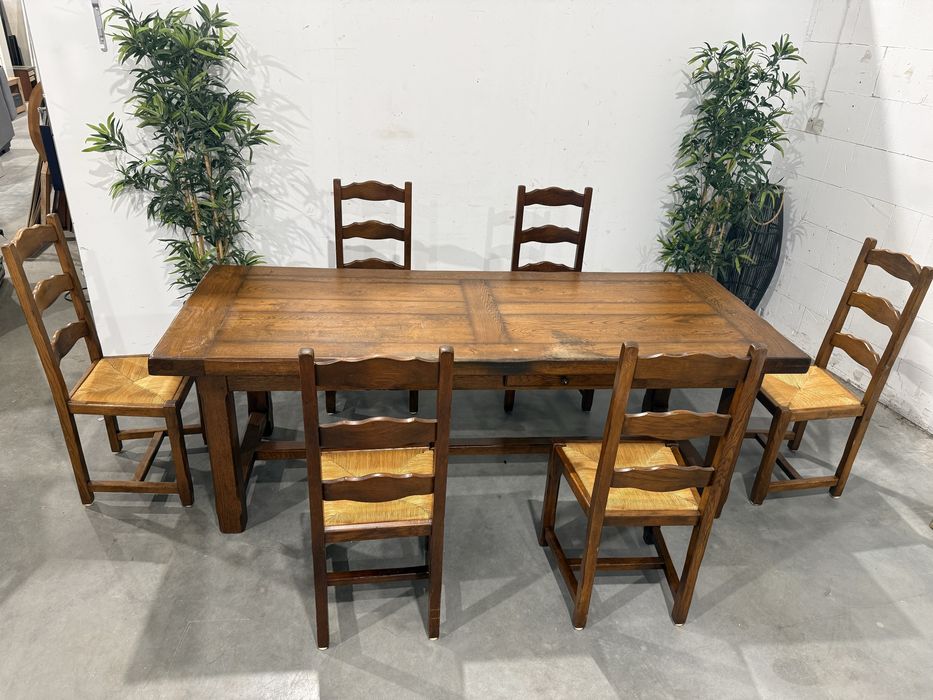Piękny rozkładany stół dębowy z krzesłami lite drewno wysyłka