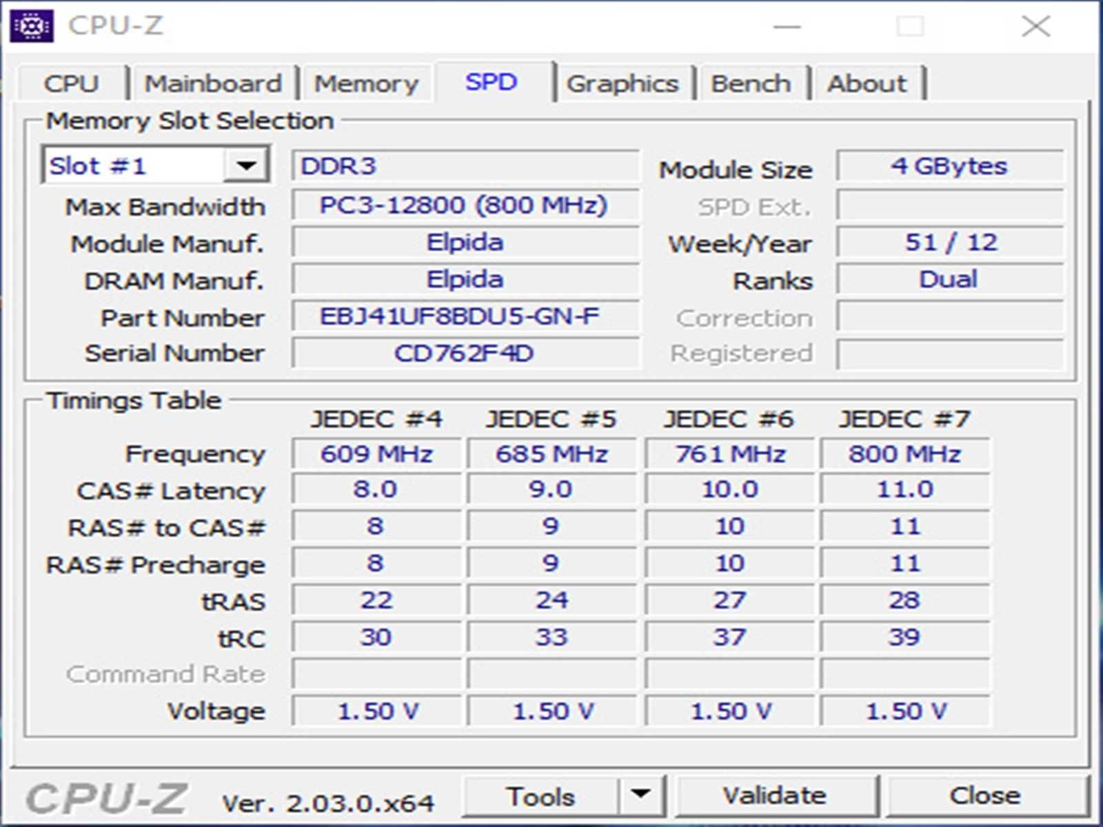 DDR3 8GB ELpida 12800