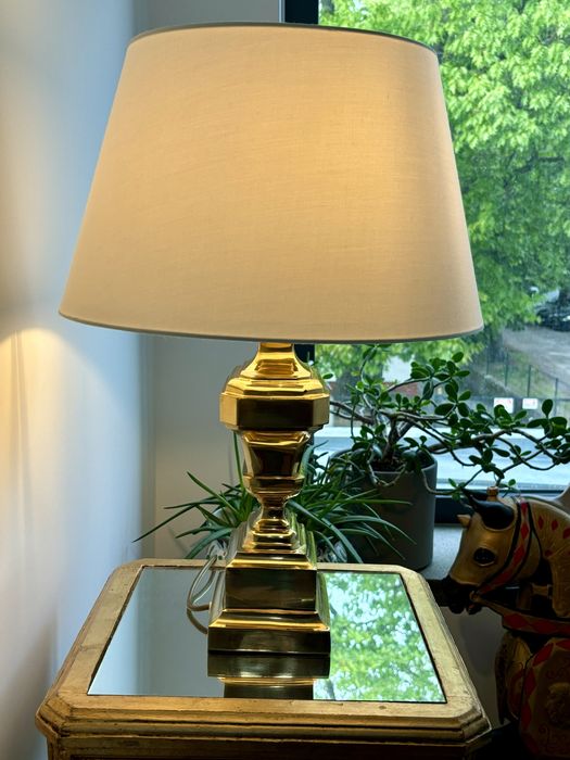 Piękna Duża Mosiężna Włoska Lampa 1950rok Ciężki Lity Mosiądz Unikat