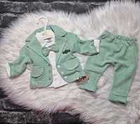 Komplet niemowlęcy dla chłopca elegancki zielony 68/74