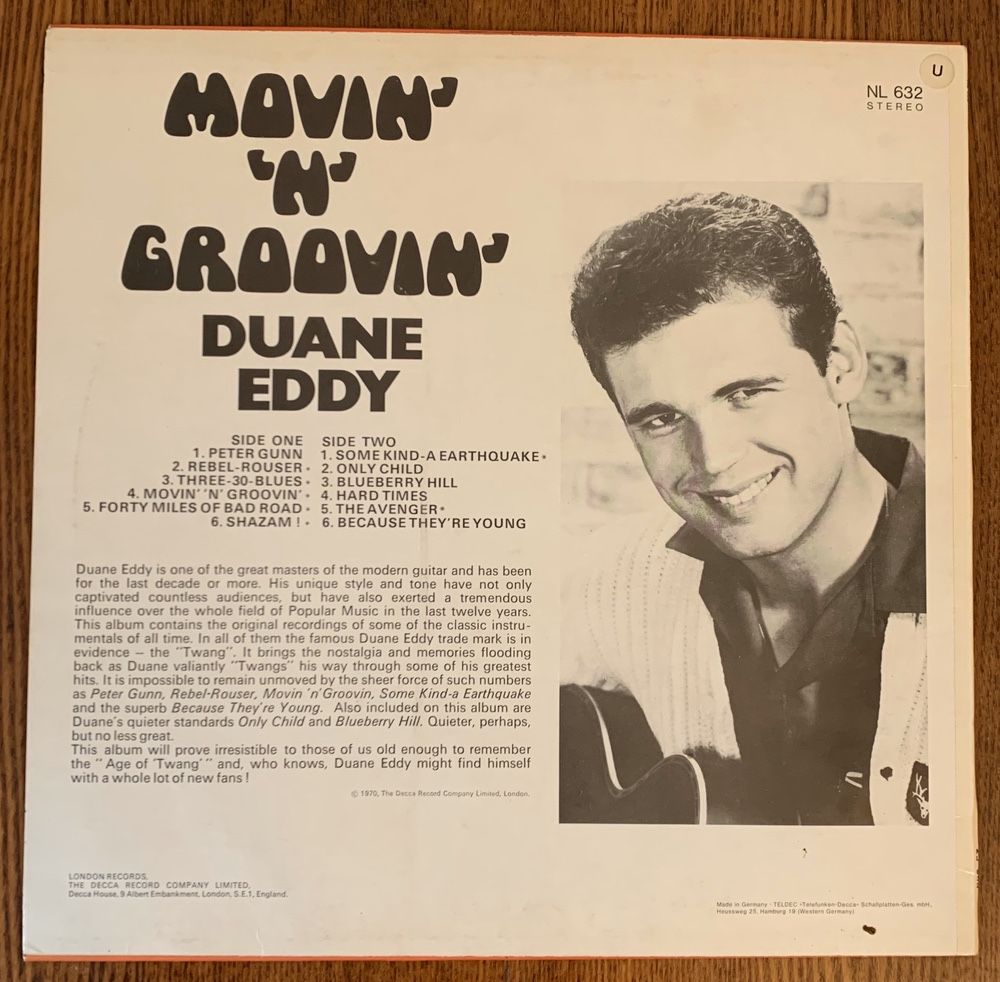 Duane Eddy ‎– Movin N Groovin виниловый диск