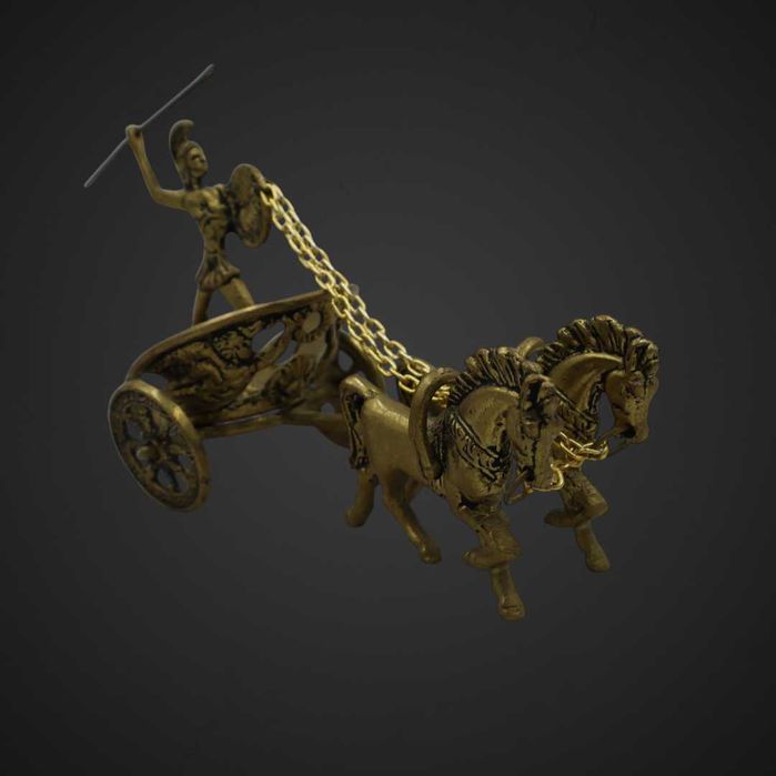 Figurka – Rzymski rydwan z woźnicą i końmi, mosiądz odlew b5/080971