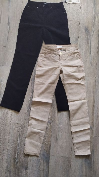 Brandtex,чёрные брюки микровельвет 36/XS и MAC,Skinny,бежевые джинсы