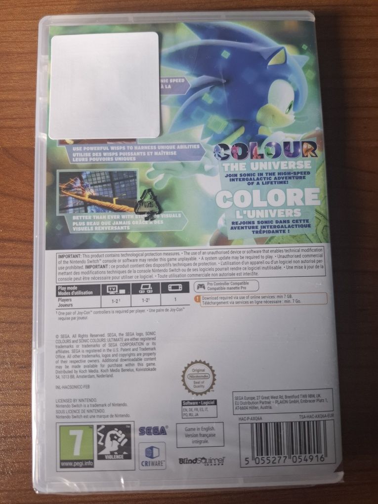 Sonic Colours Nintendo Switch Nowa Folia Kod