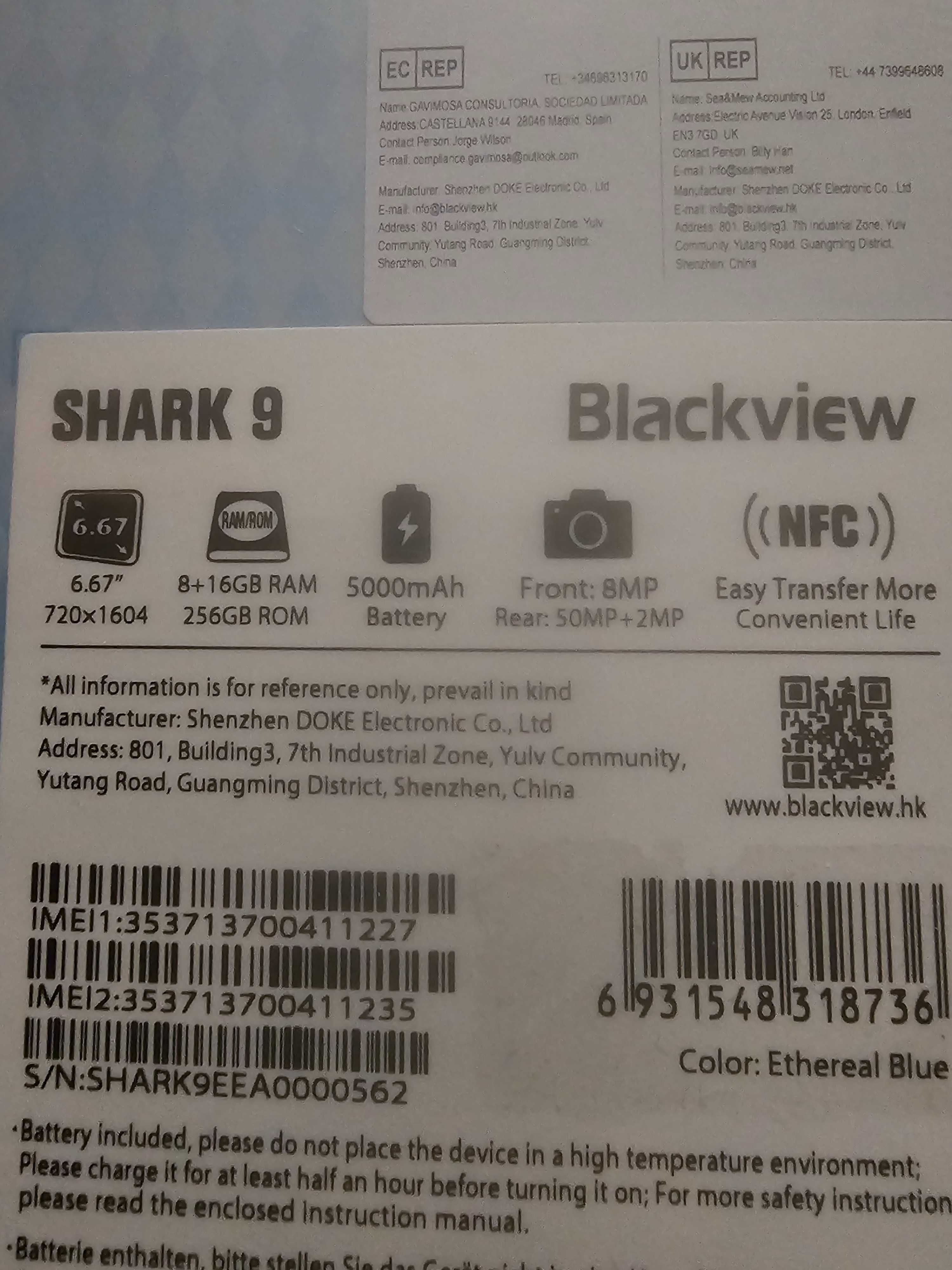 Blackview SHARK 9 5G 6.67'' NFC Android 14 5G 24GB/258GB Smartphone