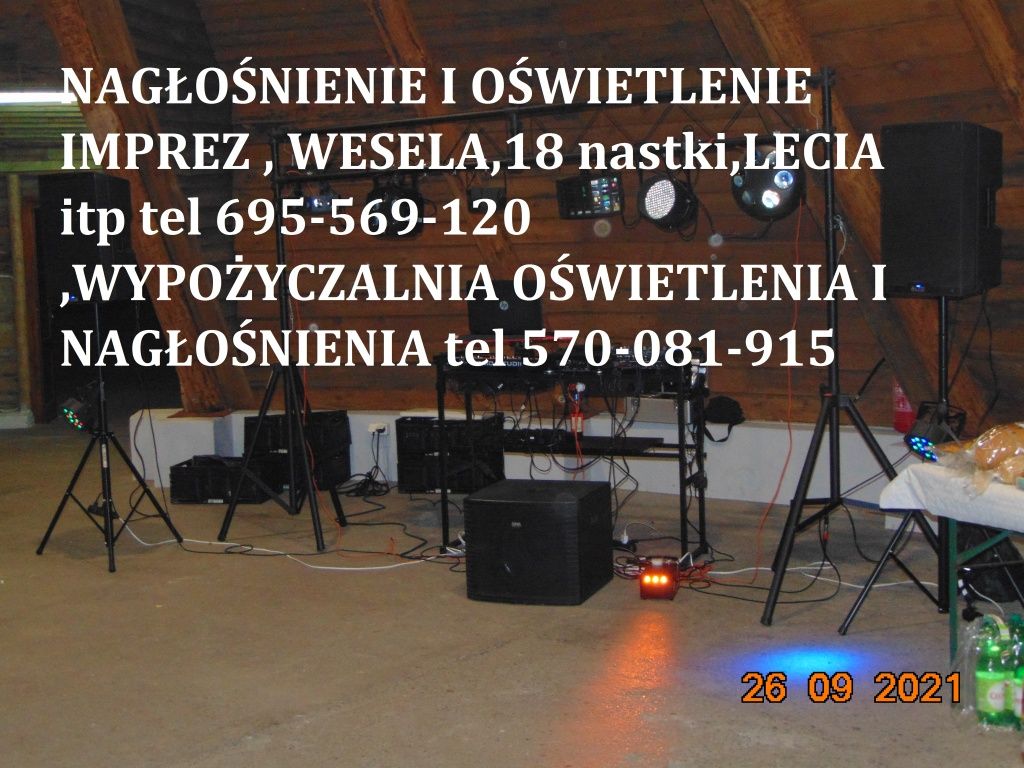 Dj ,nagłośnienie i oświetlenie ,imprezy