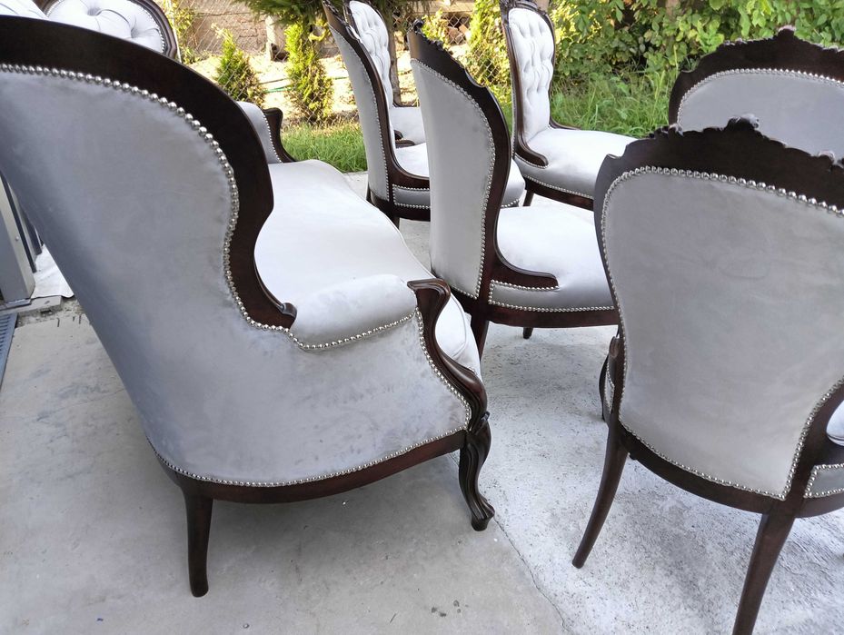 Wypoczynek z fotelami antyk ludwik po renowacji