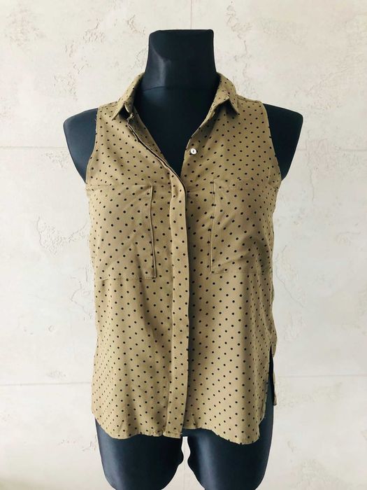 Nowa STRADIVARIUS bluzka top zielona khaki grochy kropki S 36